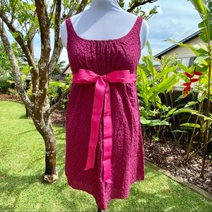 Roxy Cotton Eyelet Empire Waist Sleeveless Crimson